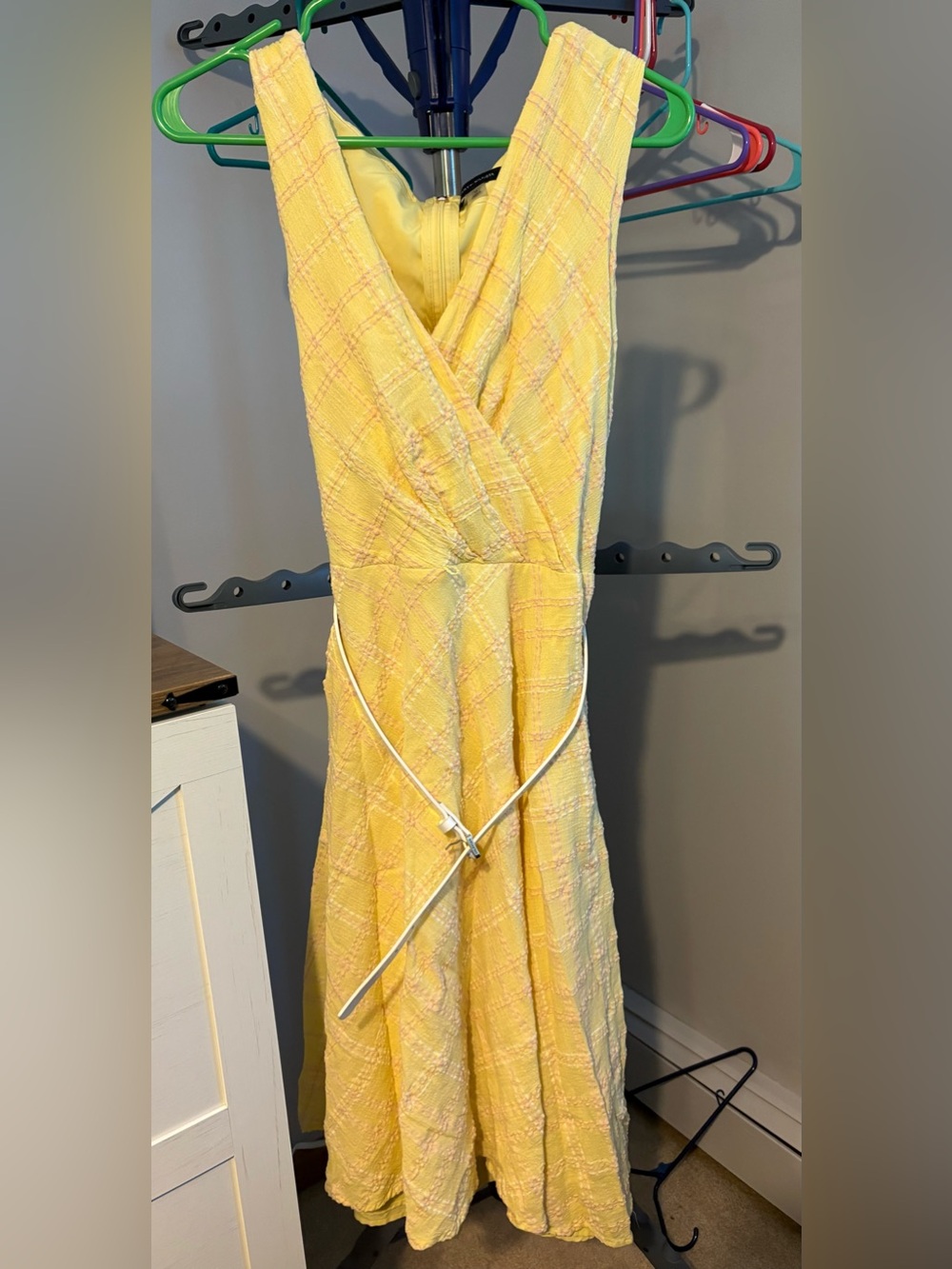Tommy Hilfiger Yellow Midi Dress with White Belt